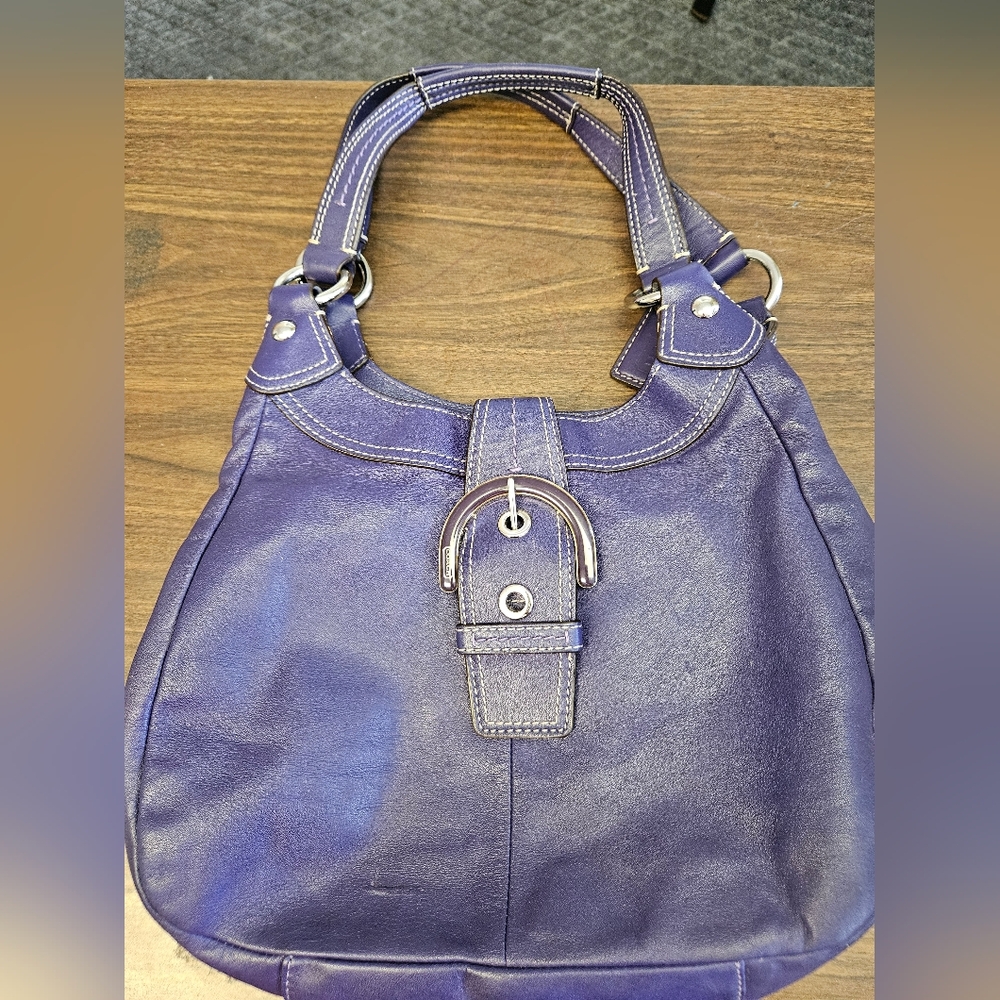 Coach Y2K Lynn Soho Hobo Shoulder Bag Purple Leather EUC 🔥